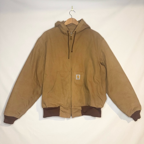 Carhartt Other - Carhartt Vintage Active Duck Hooded Bomber Jacket Coat Tan Camel Size Large